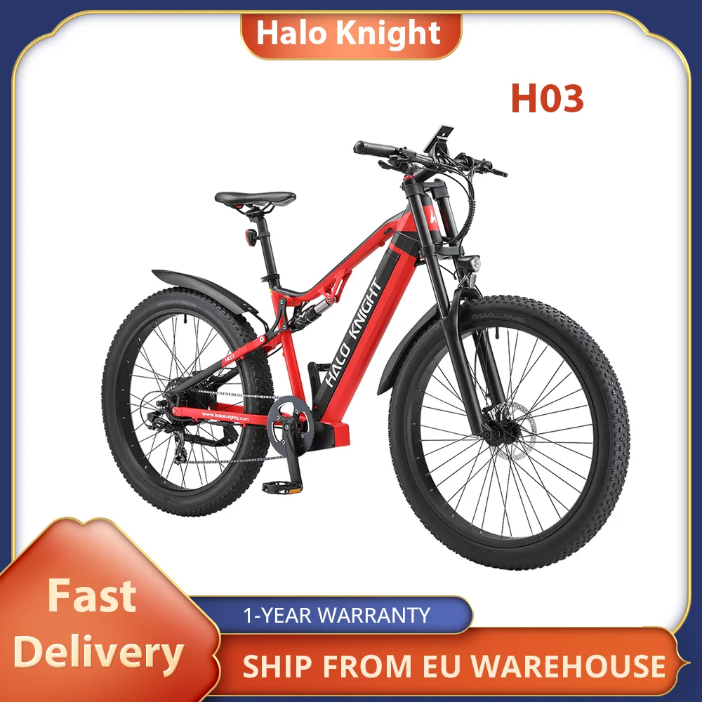 Halo Knight H03 Electric Bike, 1000W Motor, 48V 19.2Ah Battery 27.5*3.0-inch Tire, 60N.m Torque,50km/h Max Speed Hydraulic Brake