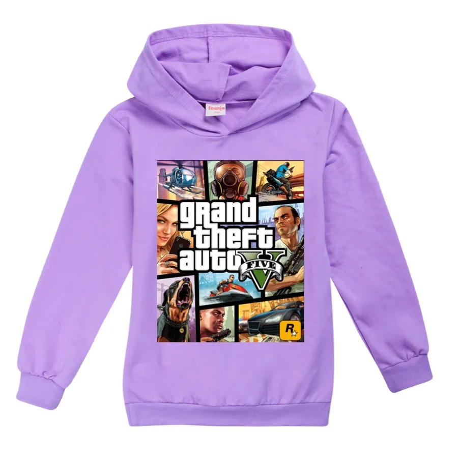 2-16Y New Fashion Grand Theft Auto T Shirt Gta 5 Game Girls Hoodies Children Hoodie Kids Sweatshirts Unisex Boys Jumper Coat