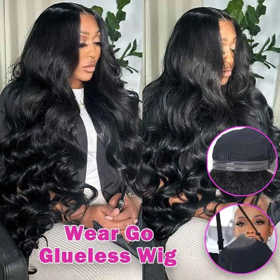 Ready To Wear 5x5 6x4 Lace Closure Wig Body Wave Glueless Wig Human Hair No Glue Pre Cut Lace Wig 180% Density