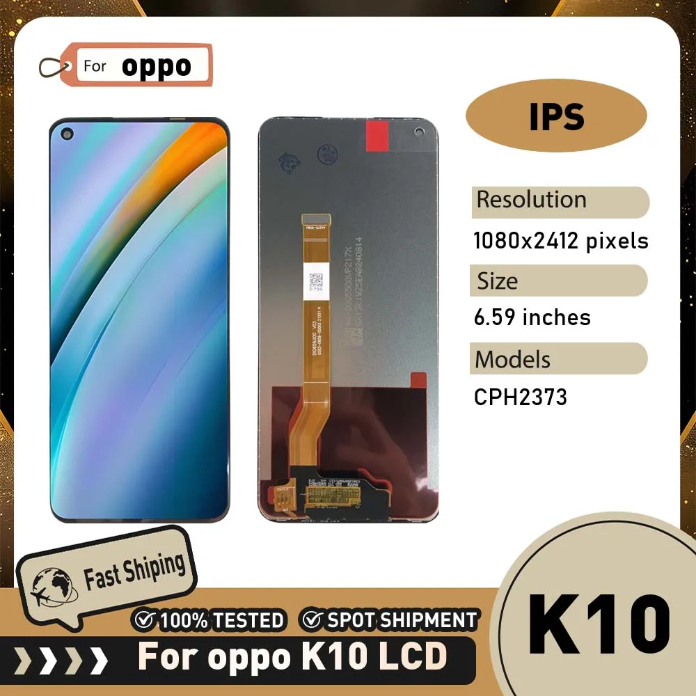 Tela LCD IPS de 6,59'' para Oppo K10, Conjunto de Digitalizador com Tela Sensível ao Toque para Oppo CPH2373, Peças de Substituição para LCD