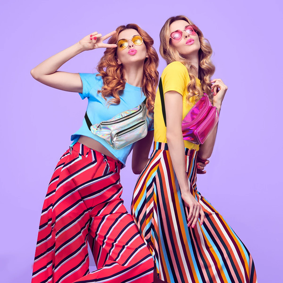 

Customized Fanny Pack for Women Personalized Holographic Waist Bag Vegan Leather Crossbody Purse Gift for Her Festival Rave