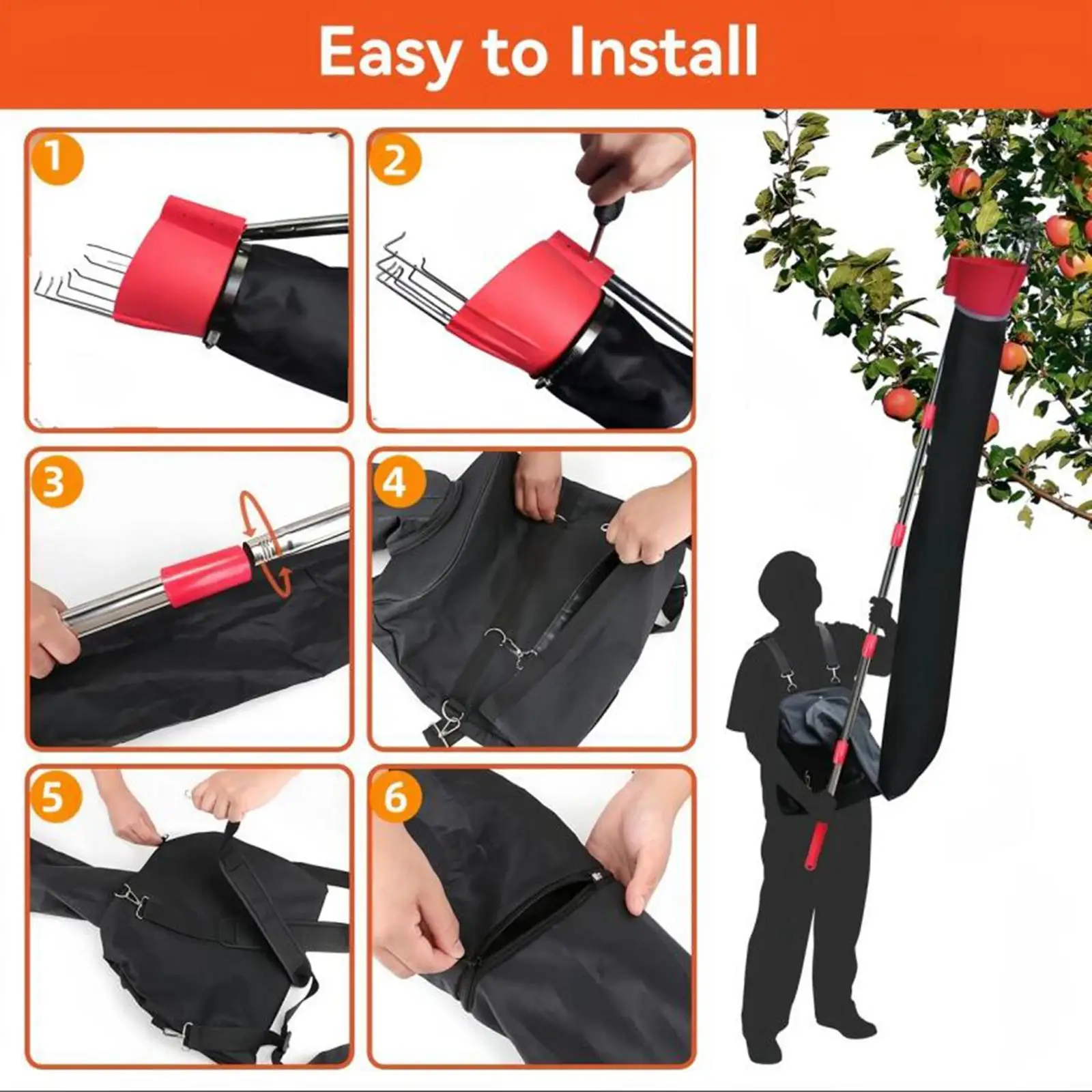 منتقي الفاكهة، ملحقات قابلة للتعديل، أداة يدوية للحديقة، أداة قطف متكاملة لحديقة المزرعة والليمون والبرتقال