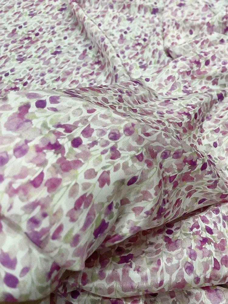 Crepe De Chine Printed Fabric Spring Summer Fashion Flower Polyester Satin Chiffon Sewing Fabric Cloth Diy Meters Rayon Material