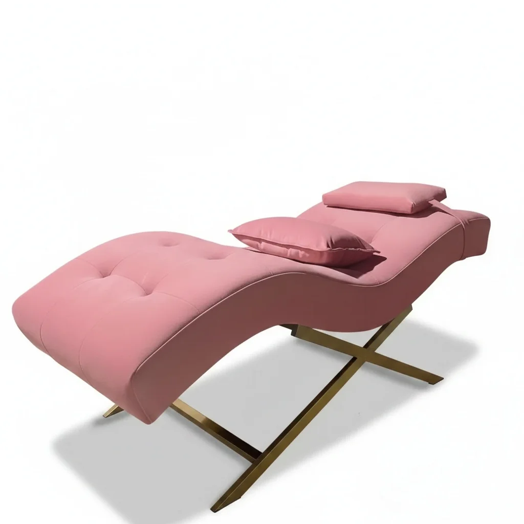 

S-Shaped Eyelash Extension Bed, Stainless Steel Metal Ergonomic Beauty Bed, Heavy Duty Massage Table for Nail Beauty Salons