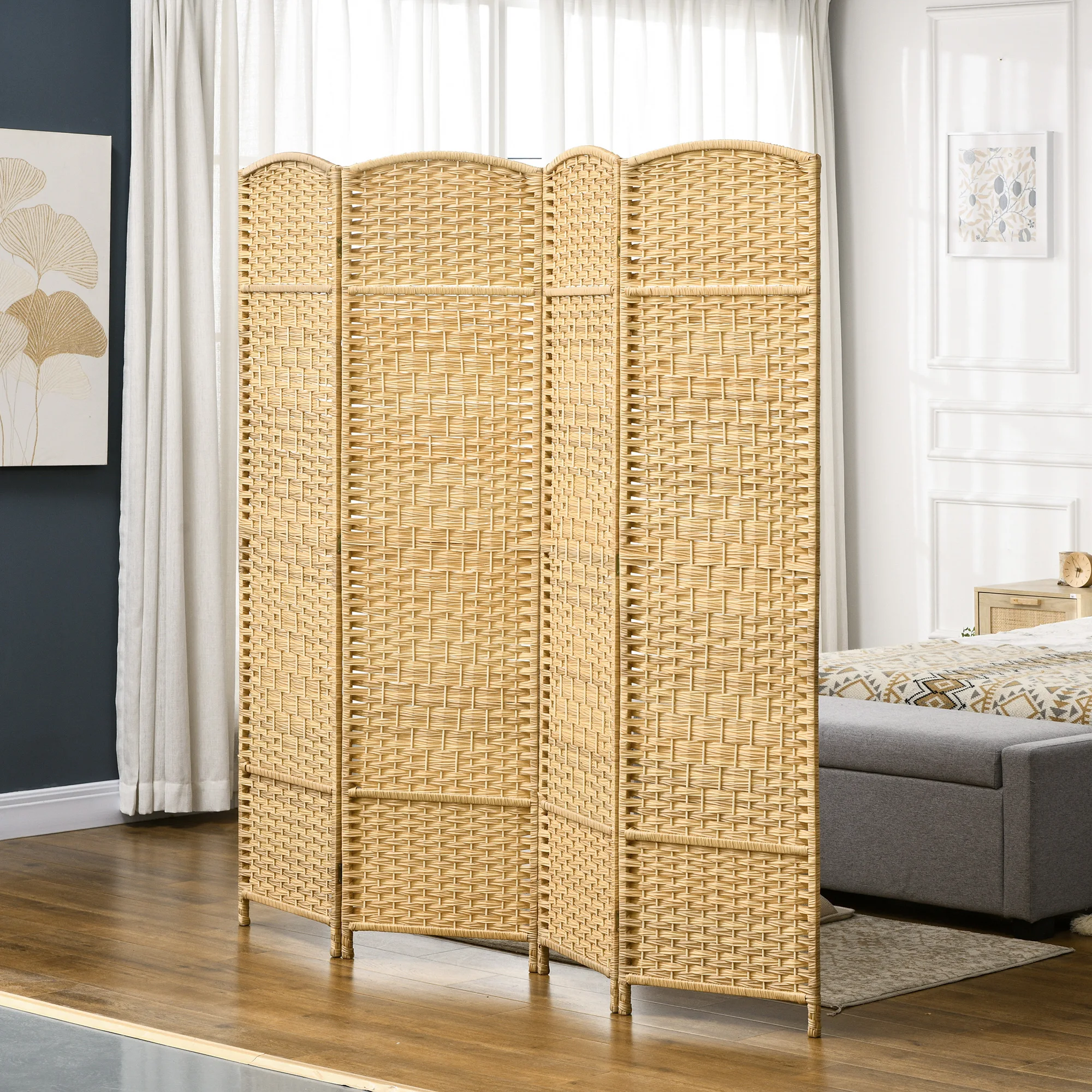 HOMCOM Separador de Ambientes de 4 Paneles Plegable 180x180 cm