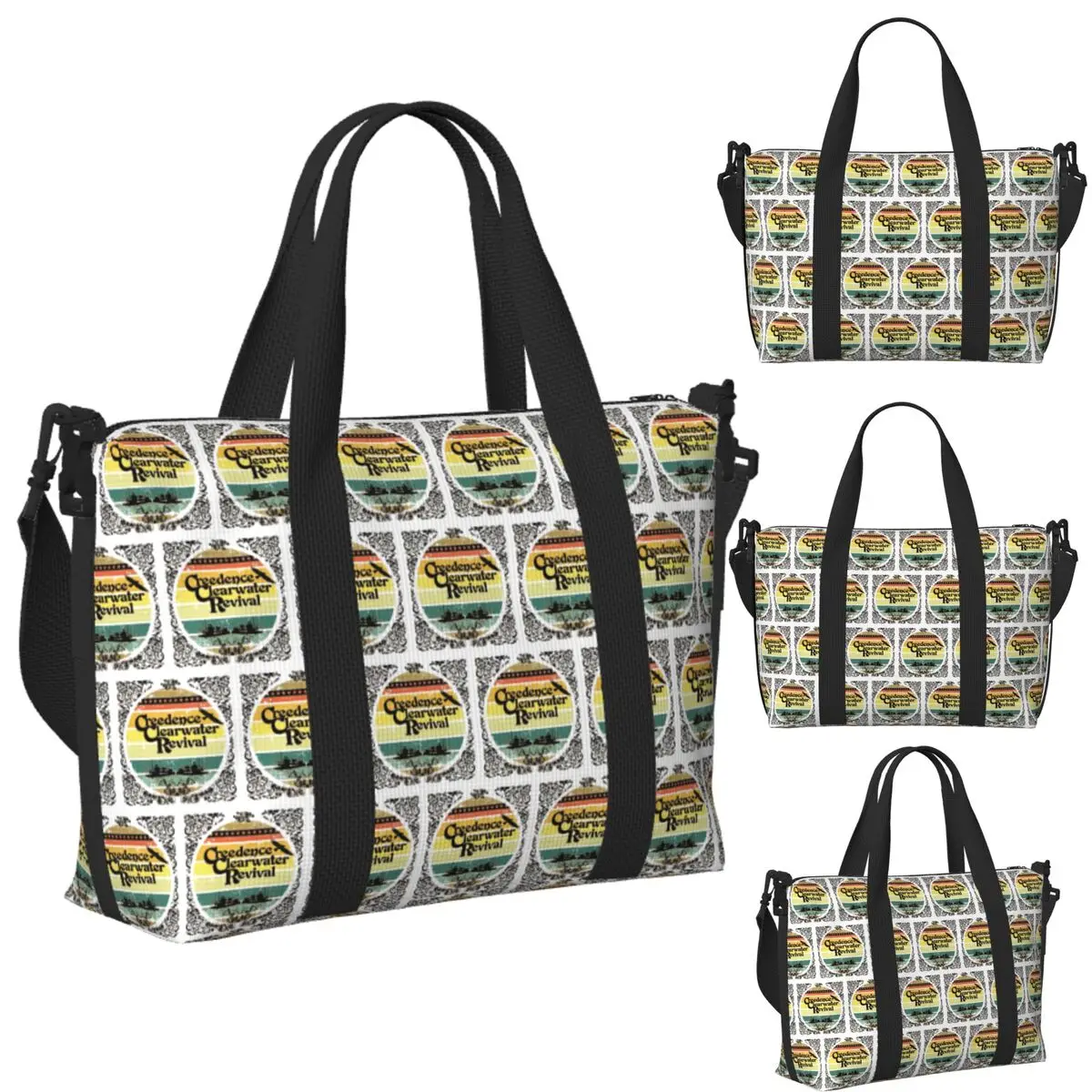 

Custom Creedence Clearwater Revival Riverboats Beach Travel Bag Tote Bags for Gym Sport Women Shopping Duffle Shoulder Bag