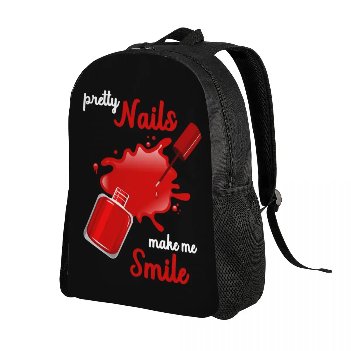 Pretty Nails Make Me Smile Travel Backpack Men Women School Laptop Bookbag Nail Polish College Student Daypack Bags