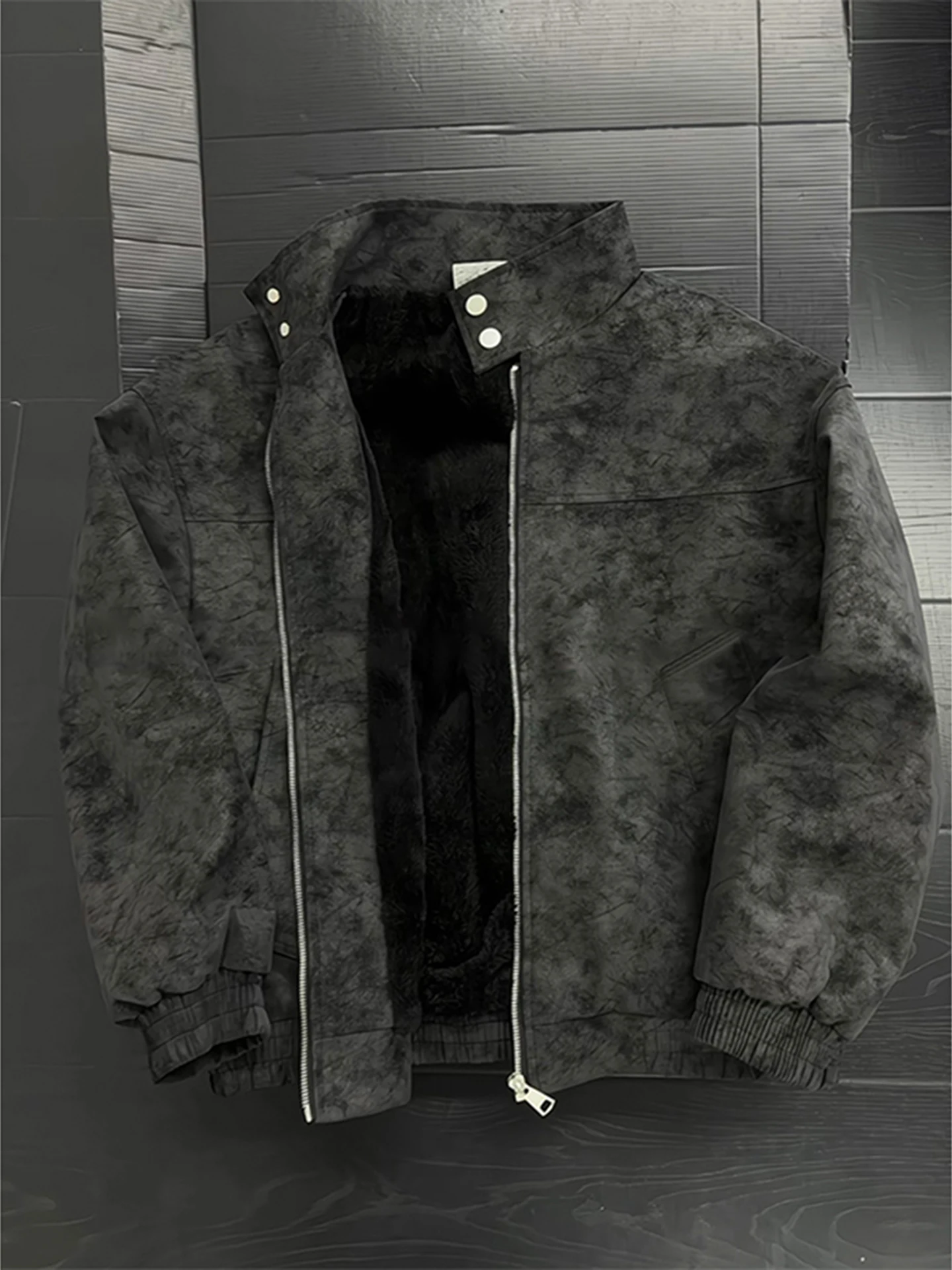 

Черный окрашенный жилет из искусственной кожи Flight Jaet Cotton Vest Men Winter Thiened Fce Lined ort Sle American Sle Lamb Velvet Cott...