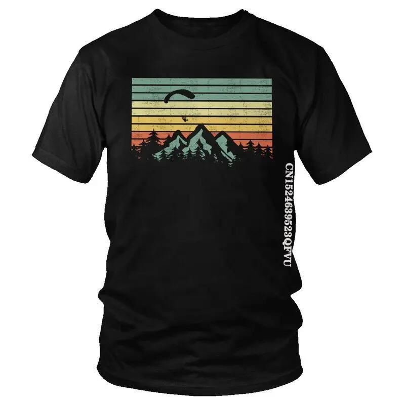 Men's Vintage Paraglider Sails Over Mountains T Shirts EMO Men  Paragliders Paramotor Lover Tshirt T Shirt Cotton Oversized Tee