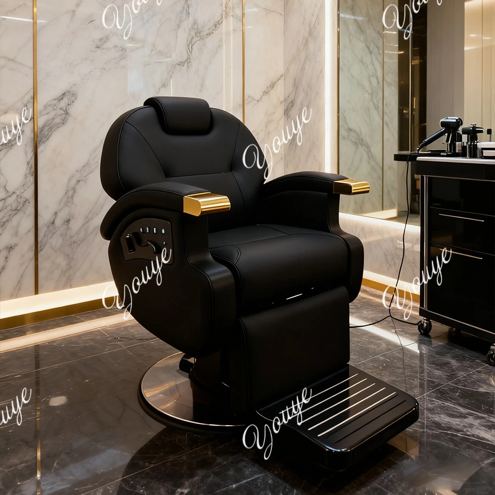 

New adjustable black leather berber chairs electric swivel reclining barber chair with heating function