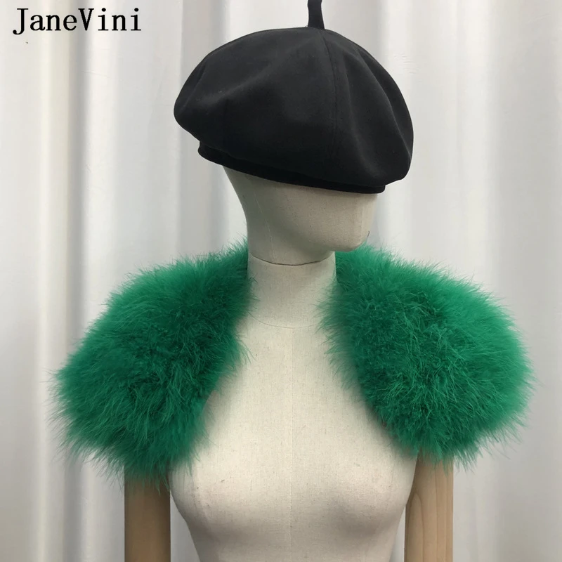 

JaneVini Real Ostrich Feathers Bridal Jacket Shawls for Dresses Women Fur Wedding Cape Coat Party Bolero Bride Shrug Wraps Stole