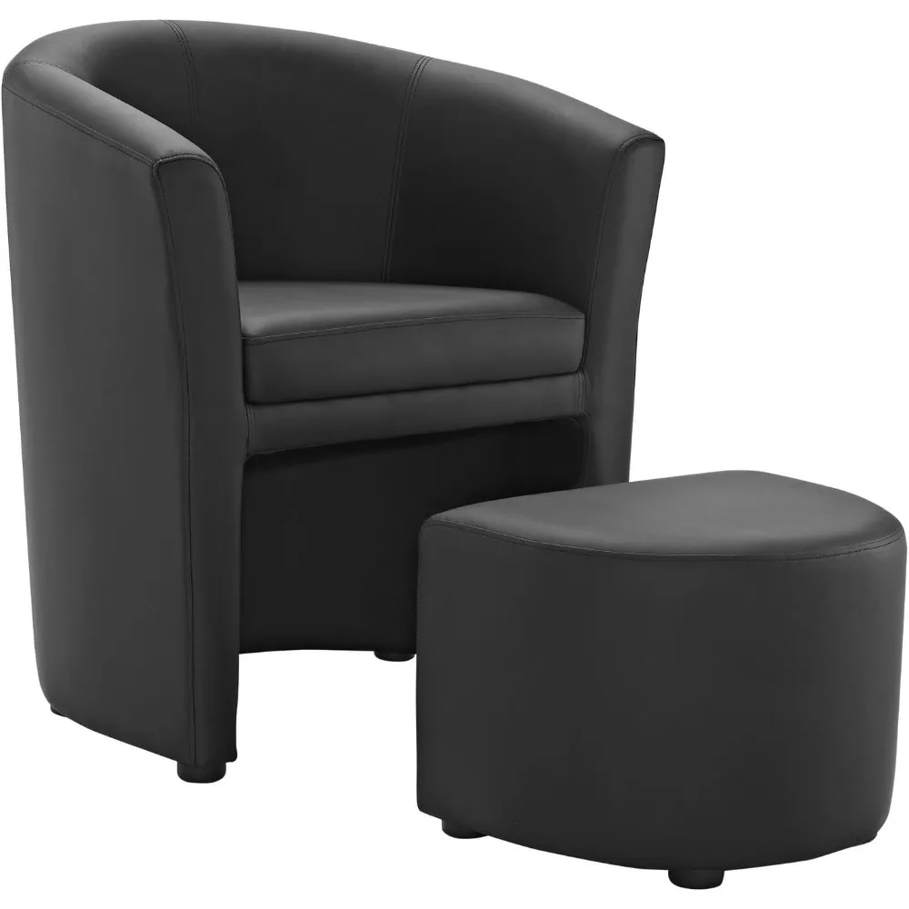 

Divulge Faux Leather Armchair and Ottoman Set in Black