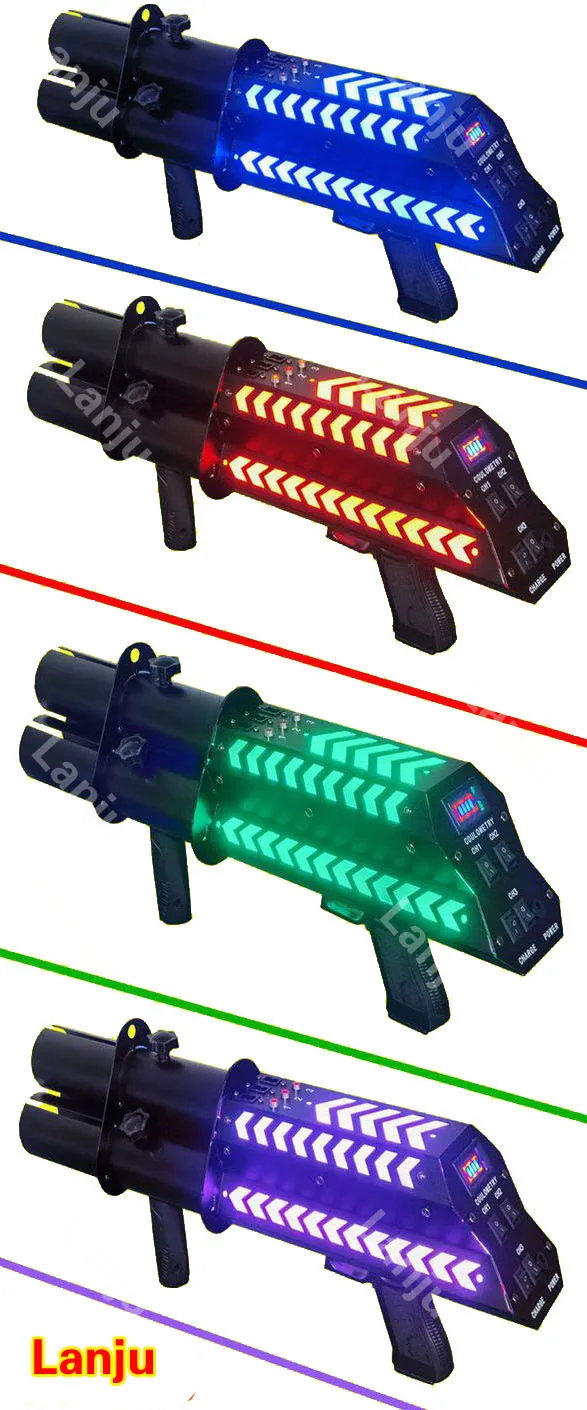 LED 3head electronic fireworks gun Disco DJ handheld atmosphere paper jet printer wedding colored paper gun Stage lighting props