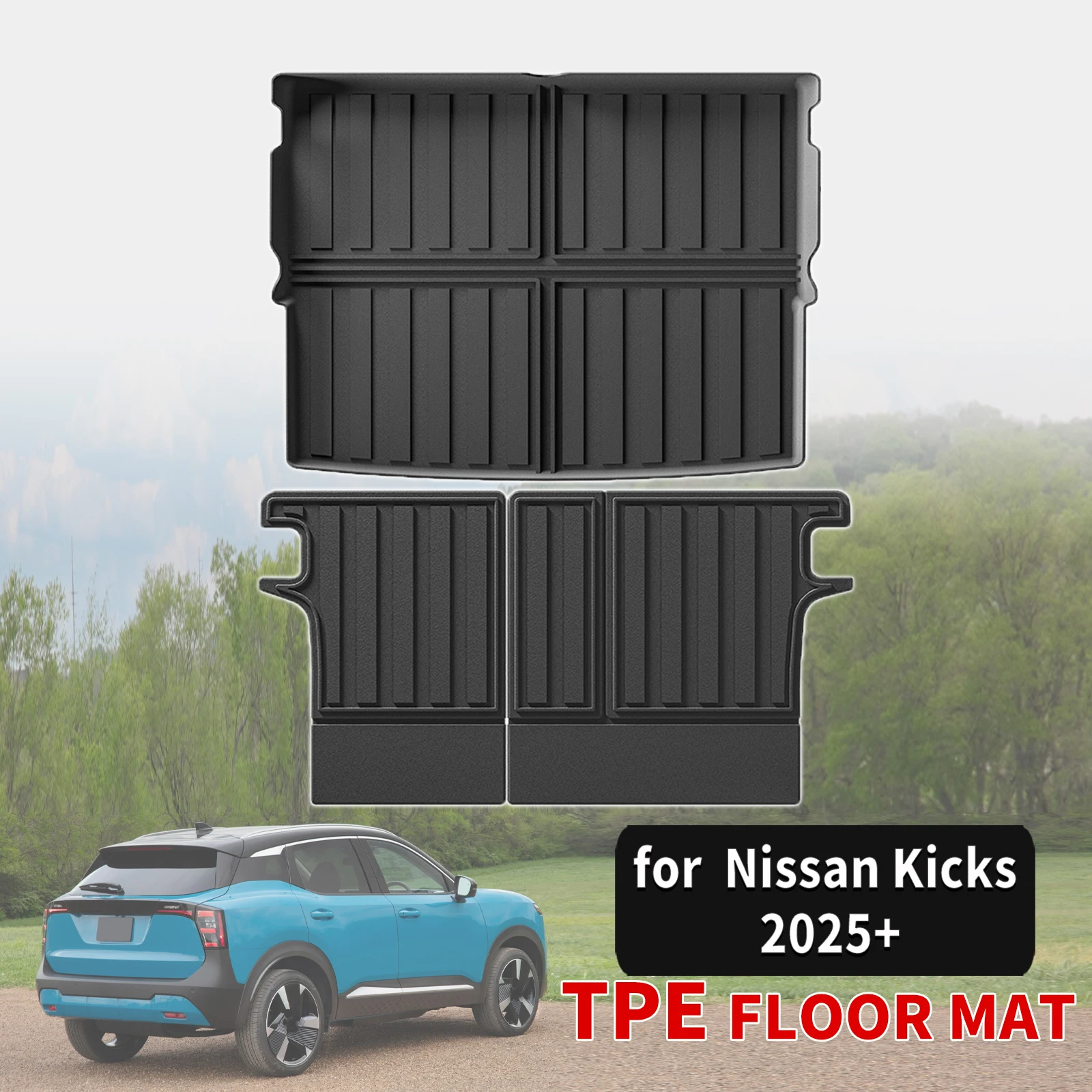 for  Nissan Kicks Fuel 2025 2026 2027 LHD RHD TPE Trunk Mat  & Seat Back Odorless Non-Toxic Custom Fit Car Accessories
