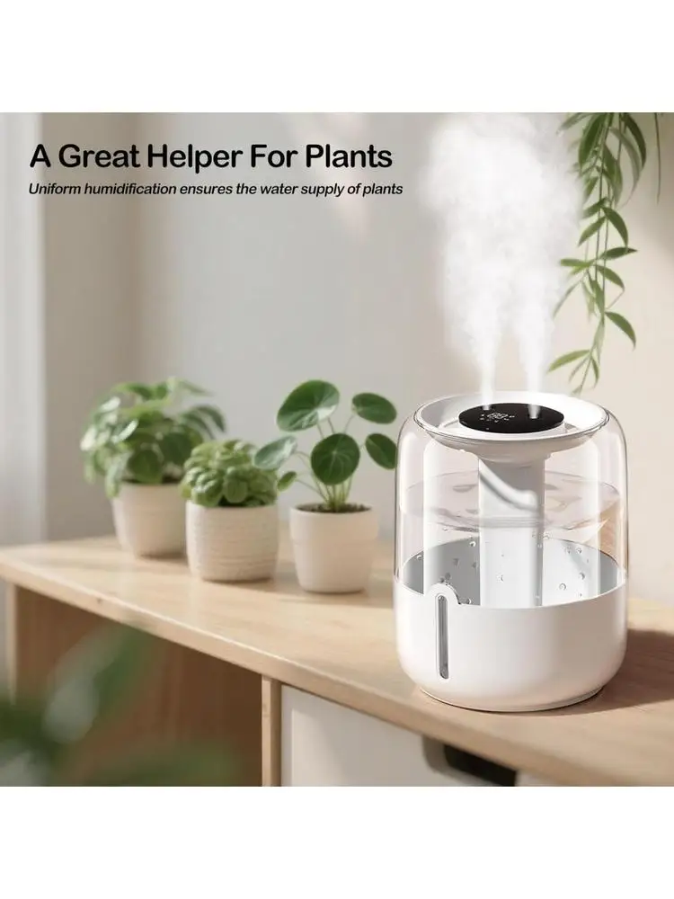 4L Dual-Spray-Luftbefeuchter mit 3 Sprühmodi, USB, große Kapazität, leise für Zuhause, Schlafzimmer, LED-Digitalanzeige, Nachtlicht, Büro, Desktop, Mini-Diffusor
