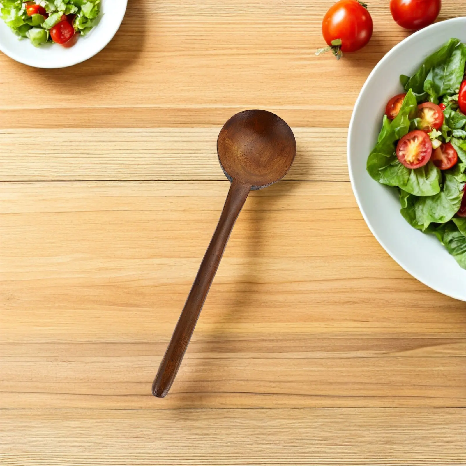 Cuchara de sopa de madera natural, cuchara para remover con mango largo que no raya, para sopa de fideos asiática, porridge, ramen, guisos, 2 uds.