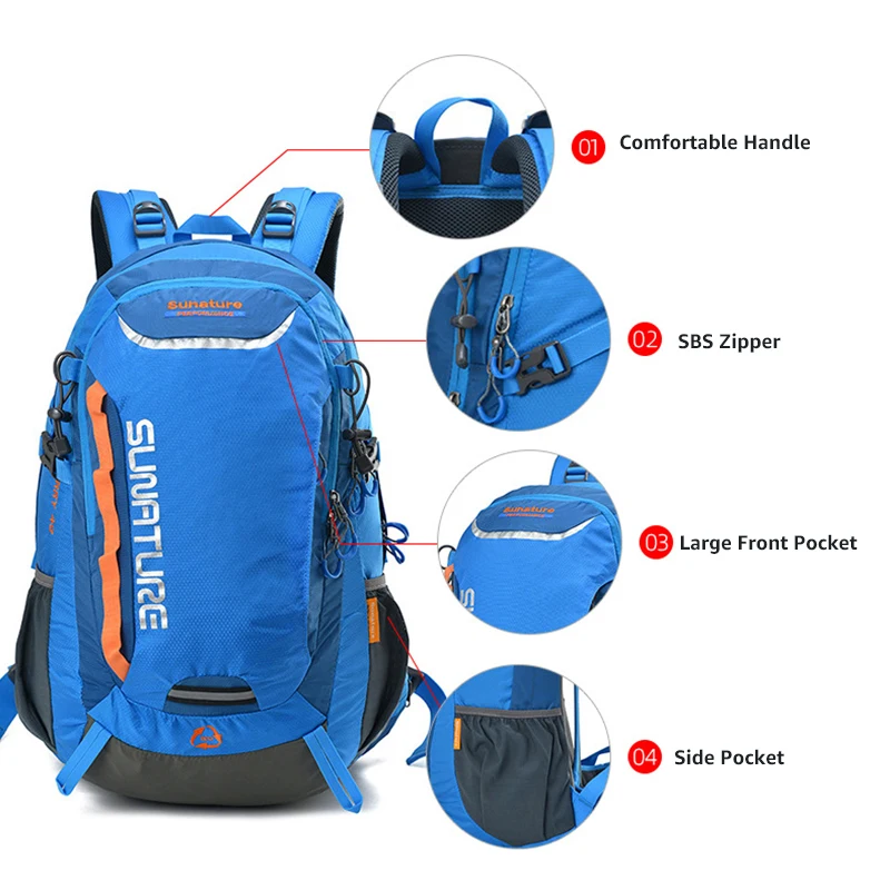 Travel Hiking Backpack 40L Trekking Bag Men Women Durable Outdoor Sports Daypack for Climbing Mountaineering Fishing Bicycle