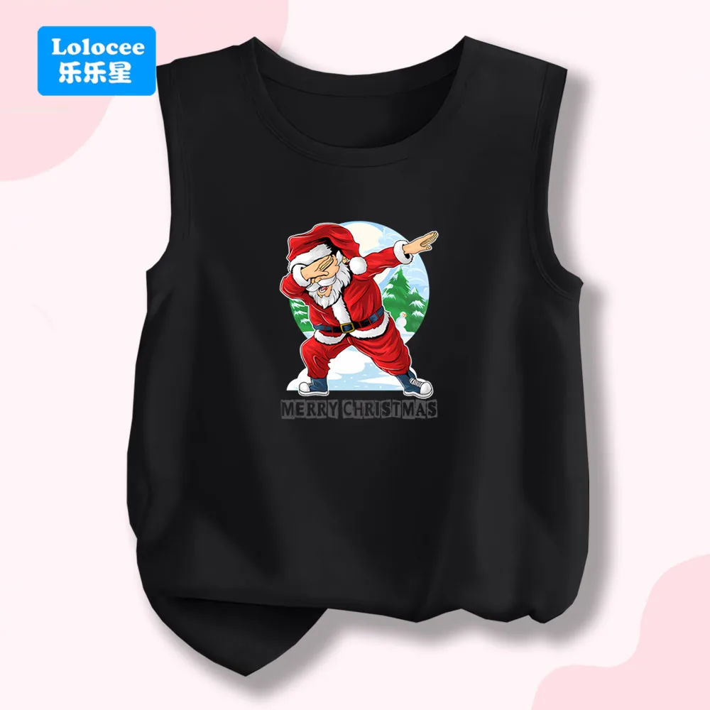 Fashion Cool Dab Santa Claus Print T-shirt Vest Graphic Tank Top Girls' Merry Christmas Sleeveless Crew Neck Casual Top SDLL1