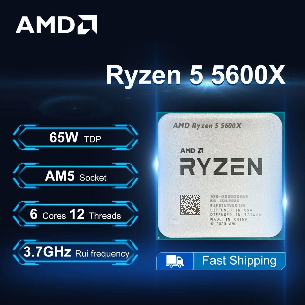 

AMD Ryzen 5 5600X 3,7 ГГц 6-ядерный 12-поточный процессор R5 5600X 65 Вт 7NM L3 = 32M DDR4 Разъем AM4 без вентилятора