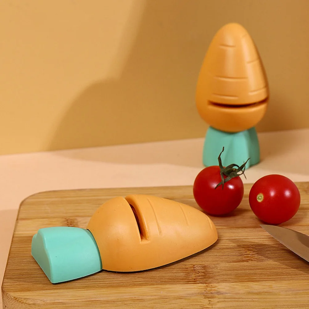 

4pcs Small Sharpening Stones Carrot Shaped Whetstone Multi-Functional Knife Grinder Nonslip Base Kitchen Utensils For Home Use
