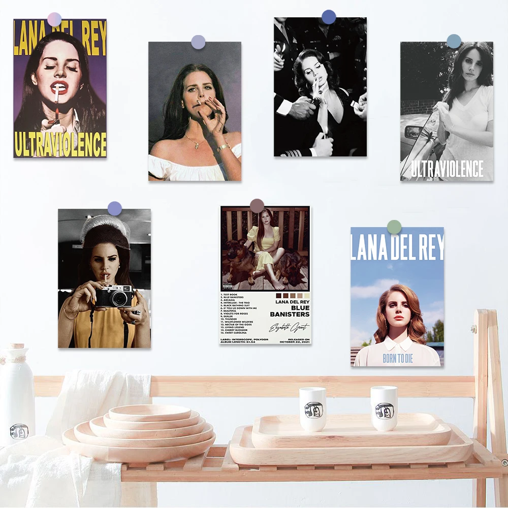 10pcs Lana Del Rey Wall Art Decor Prints Nostalgia for Bedroom Decor Watercolor Cartoon Collage Classic Kit for Teen Trendy Card