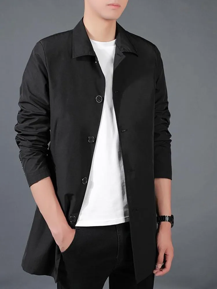 2024 Spring and Autumn Fashion Solid Color Medium Length Blazer Men's Casual Relaxed Comfortable Breathable High-Quality Coat