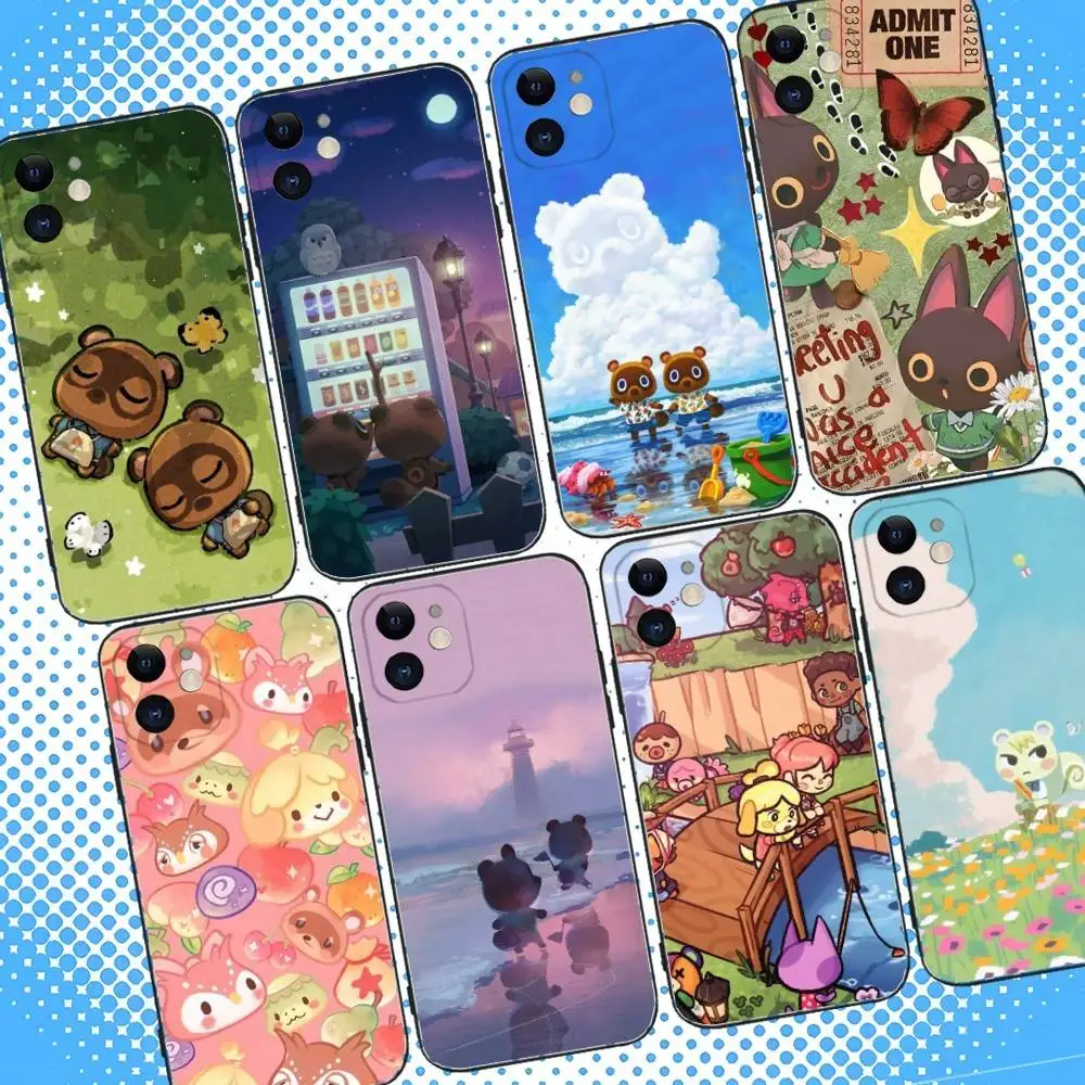

Hot Game A-Animal C-Crossing Phone Case For iPhone 16,15,14,13,12,11,Pro,Max,Plus,X,XS,XR,SE,8,7,Mini,Soft Silicone Black Case