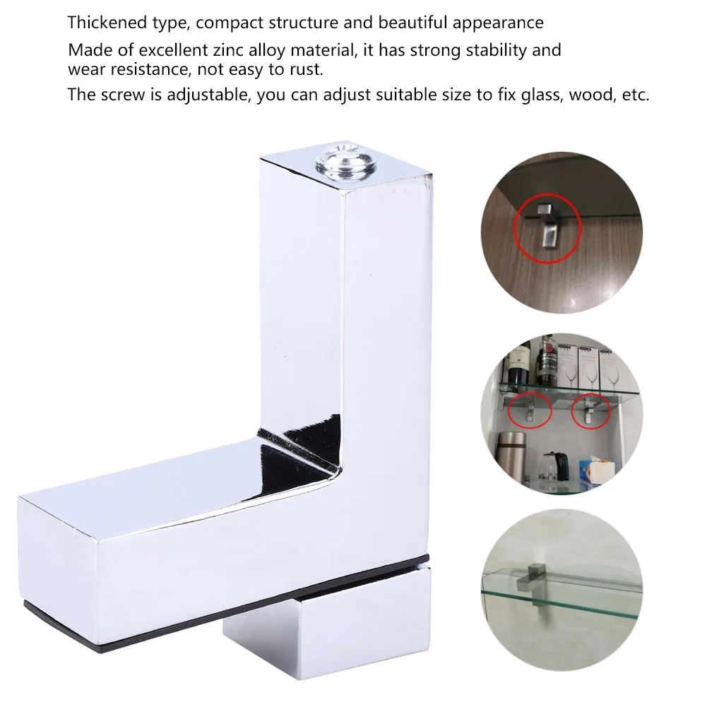 Penjepit Kaca Tebal, Rak Kaca, Paduan Seng, Dapat Disesuaikan, Tipe F, Perlengkapan Perangkat Keras, Penjepit Paduan Seng, Rak Kaca