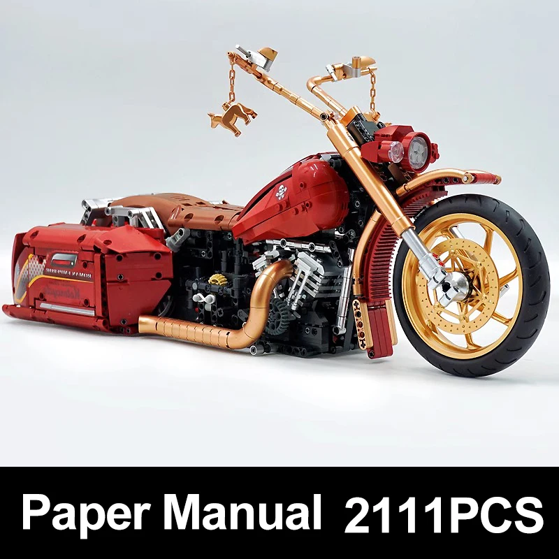 Kbox 10514 édition limitée technique rétro Harleyed course moto blocs modèle MOC moto briques bricolage jouets cadeaux de noël