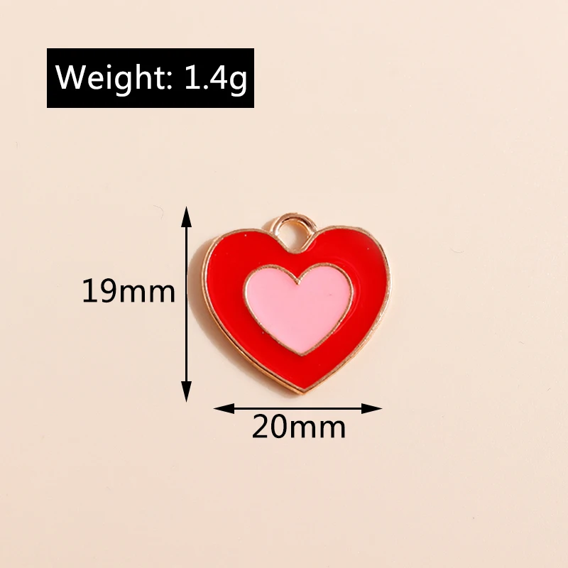 Leslie 10 Stück neue romantische Emaille rotes Herz Charms Valentinstag Schmuck Kuss Mund Herz Rose Anhänger für DIY Schmuckherstellung – Detail 10
