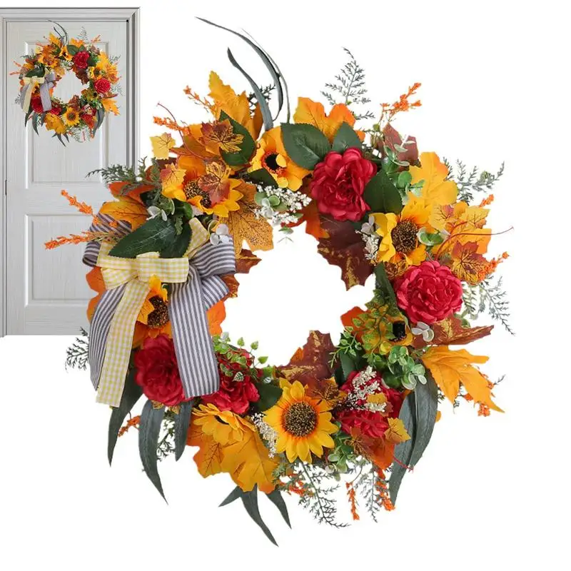 

Door Autumn Wreaths Falll Garland With Artificia Floral Thanksgiving Decoration Door Wreath For Front Door Walls Fireplaces