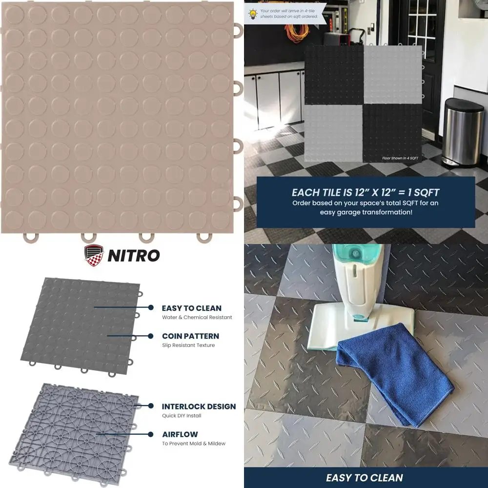Non-Slip 12x12 Interlocking Plastic Garage Floor Tiles for Easy Snap-Together Installation and Organization
