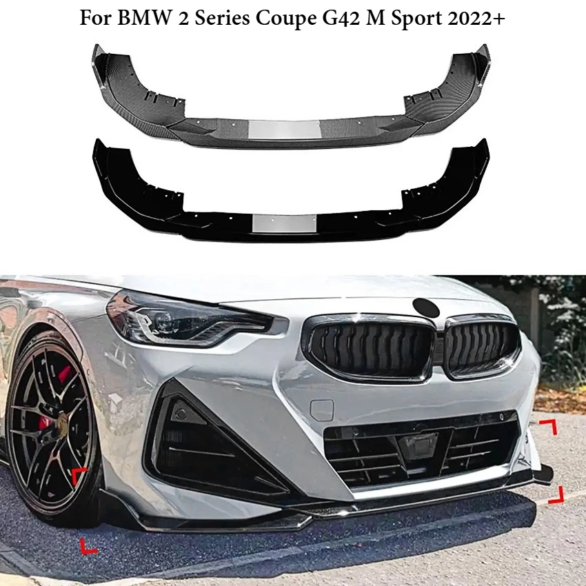 

Car Front Bumper Lip Spoiler For BMW 2 Series Coupe G42 M Sport 2022+ Diffuser Splitter Auto Accessories Aftermarket Parts