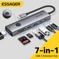 Essager USB C HUB 4K30Hz 7-in-1 Type-C to HDMI-Compatible 100W SD&TF USB3.0 5Gbps for MacBook PC USB Splitter Docking Station