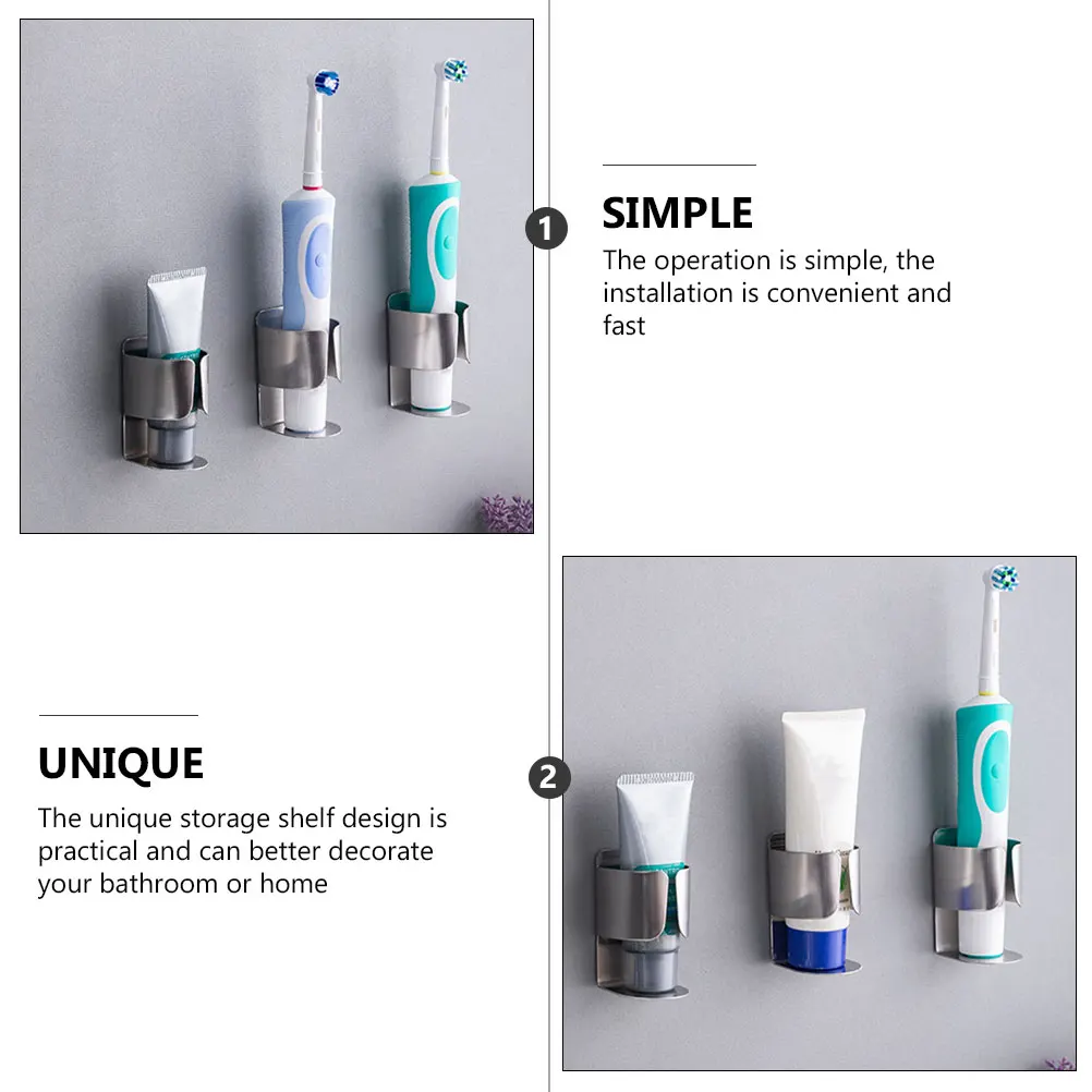

4pcs Electric Toothbrush Holder Stainless Steel Mountable Bathroom Storage Stand Toothbrush Rack