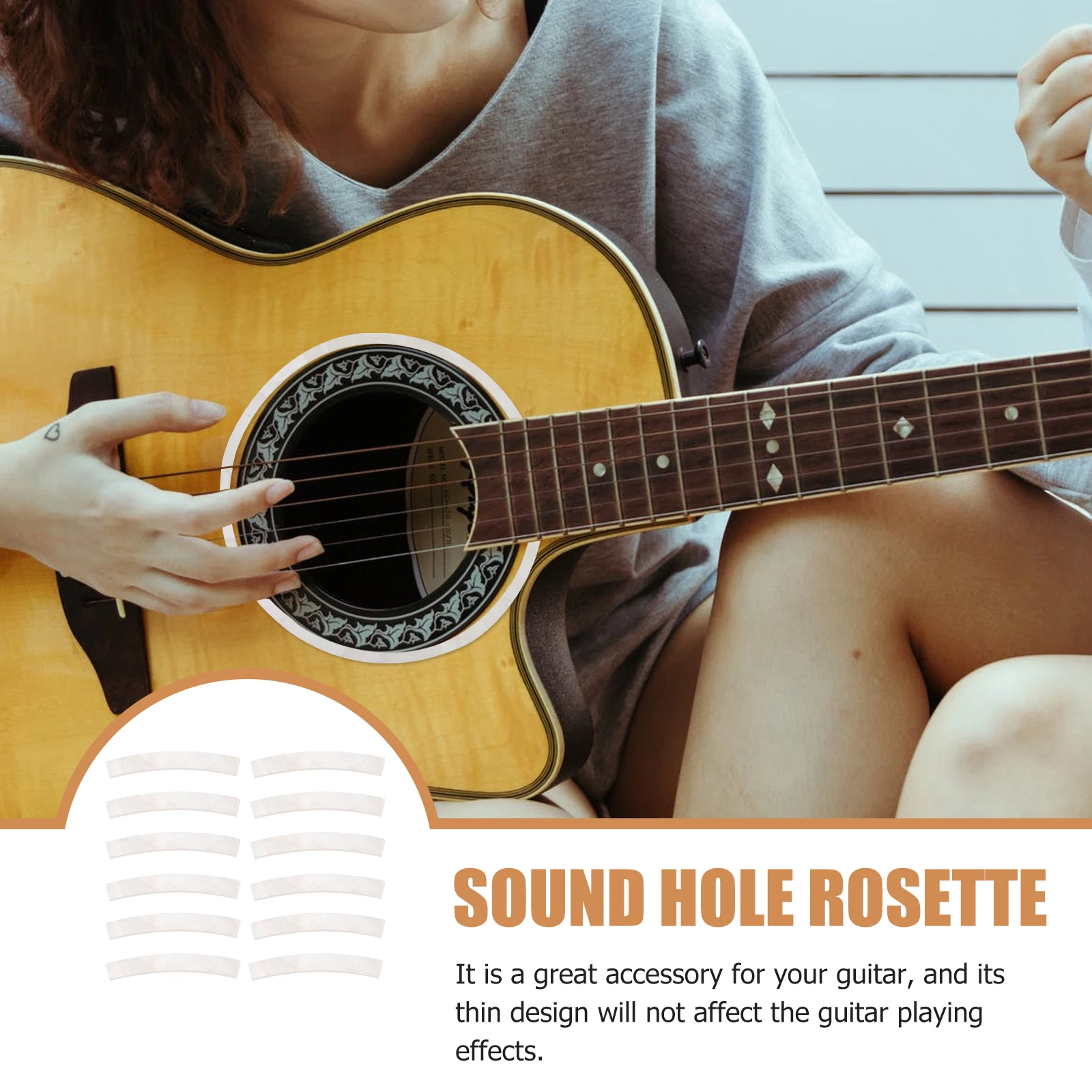 

12 Pcs Guitar Oral Flower Decoration Decal Decals Sound Hole Covers Stickers Wooden Rosette Mosaic
