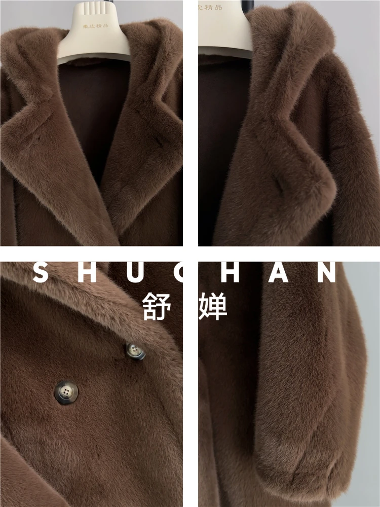 เสื้อโค้ทผู้หญิงแบบหนา รุ่นใหม่ อุ่นสบาย มีฮู้ด สไตล์เกาหลี ทรงยาว กระดุมสองแถว ขนเฟอร์เทียมในตัว ดีไซน์เรียบหรู ทรงหลวม อุ่น