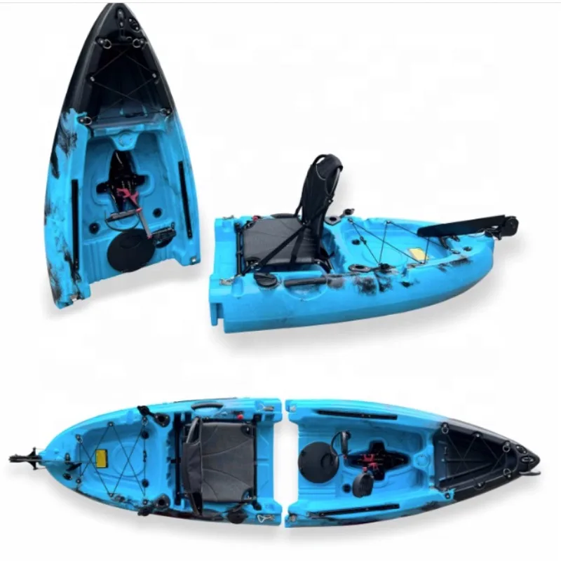 Modular Pedal Kayak, 9ft 2-Section Removable, Convertible Solo to Tandem, HDPE Hull, with Fin Drive, for Lake River Touring