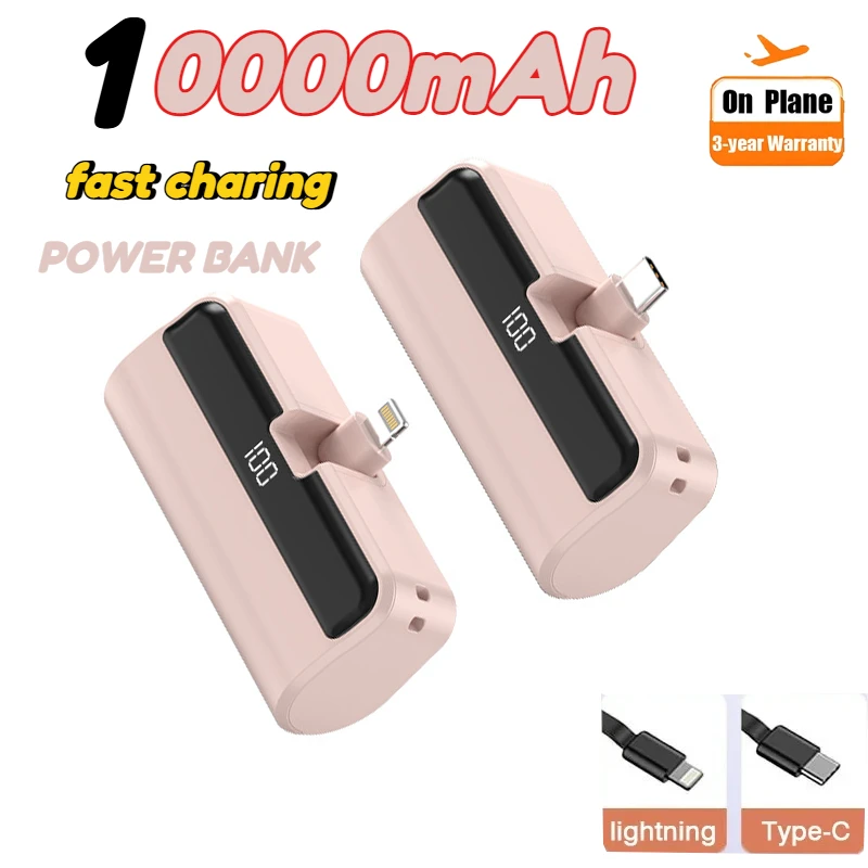 

Портативный блок питания 10000 мАч, мини-банк питания с цифровым дисплеем и кронштейном, внешний аккумулятор для IPhone, Xiaomi, Huawei