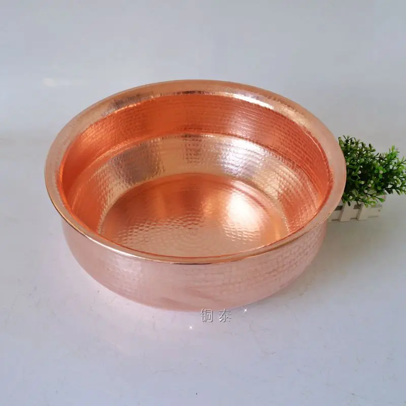 Pure Copper Brass Basin Big Belly Foot Bath Spa Handmade Thick Wedding Gift Container