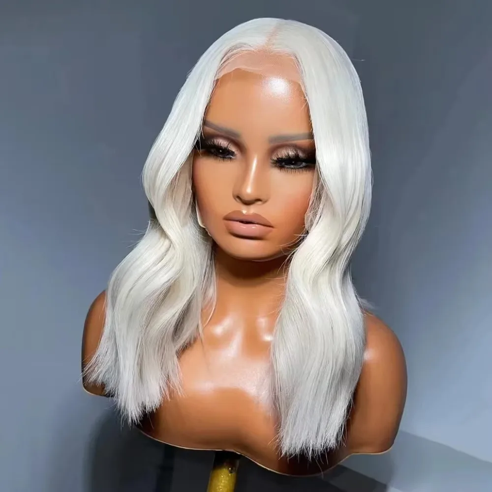 Curly White 13x4 Hd Lace Front Wig Natural Wave M Shaped Hairline Glueless Synthetic And Blend High Quality Women Party Cos Wigs