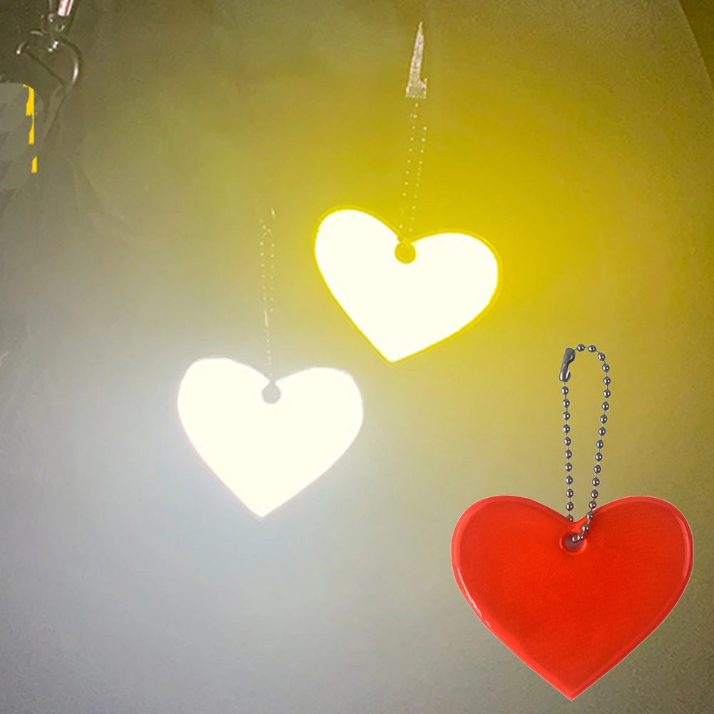 Safe Reflective Keychain For Bag Backpack Pendant Heart Ornaments Reflectors For Things Adults Children Night Safety Accessories