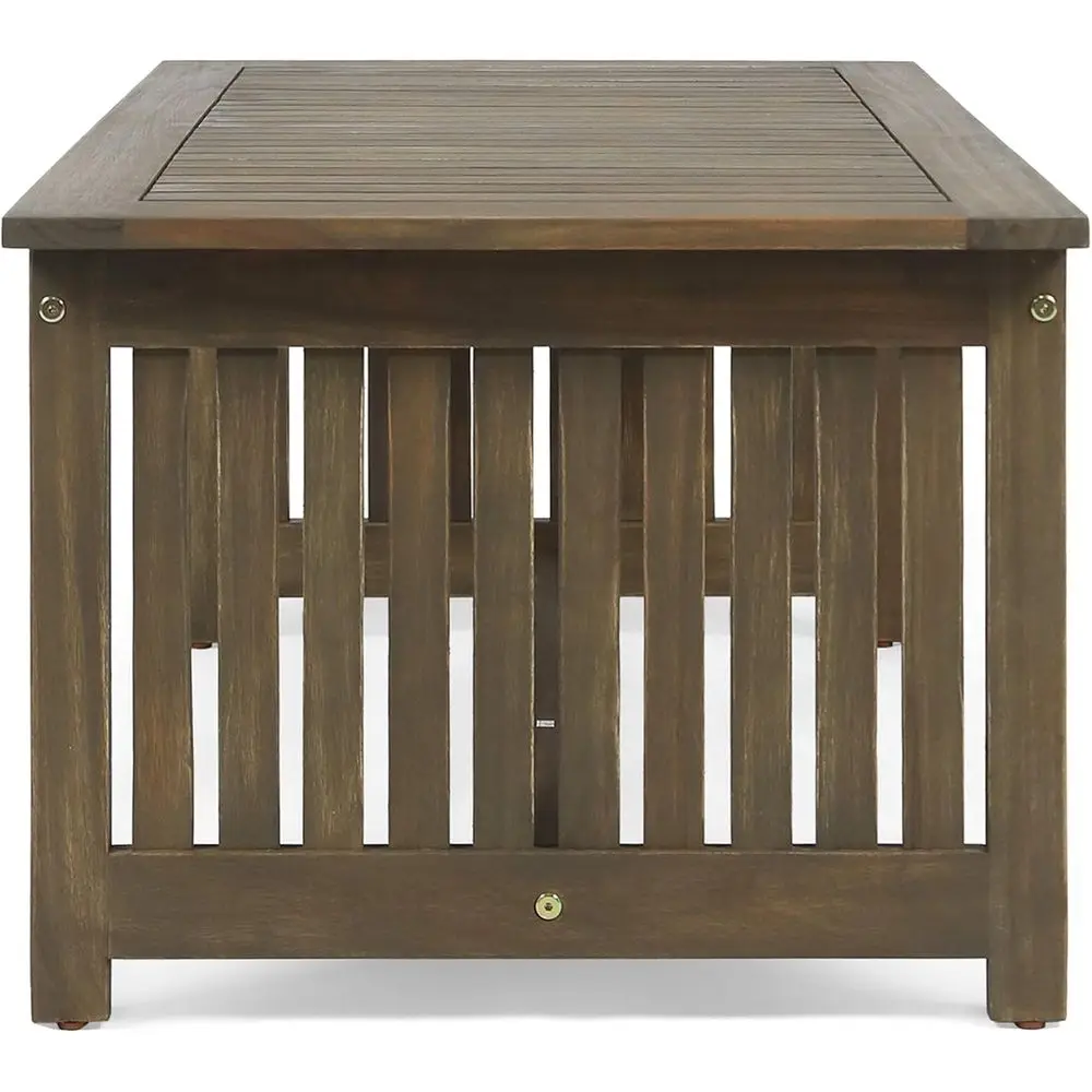 Gray Acacia Wood Outdoor Coffee Table with Graceful Design