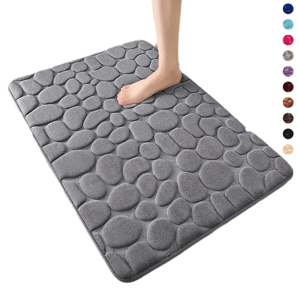

Durable Cobblestone Bath Mat Thickened Non-slip Shower Doormat Absorbent Soft Bathtub Floor Rug