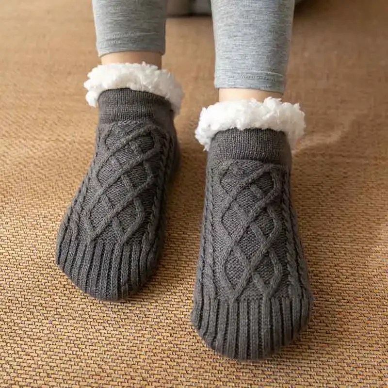Winter Floor Socks Adult Womens Men\'S Non-Slip Home Thickened Snow Sleep Carpet Socks Thermal Foot Cover Slippers Sockings