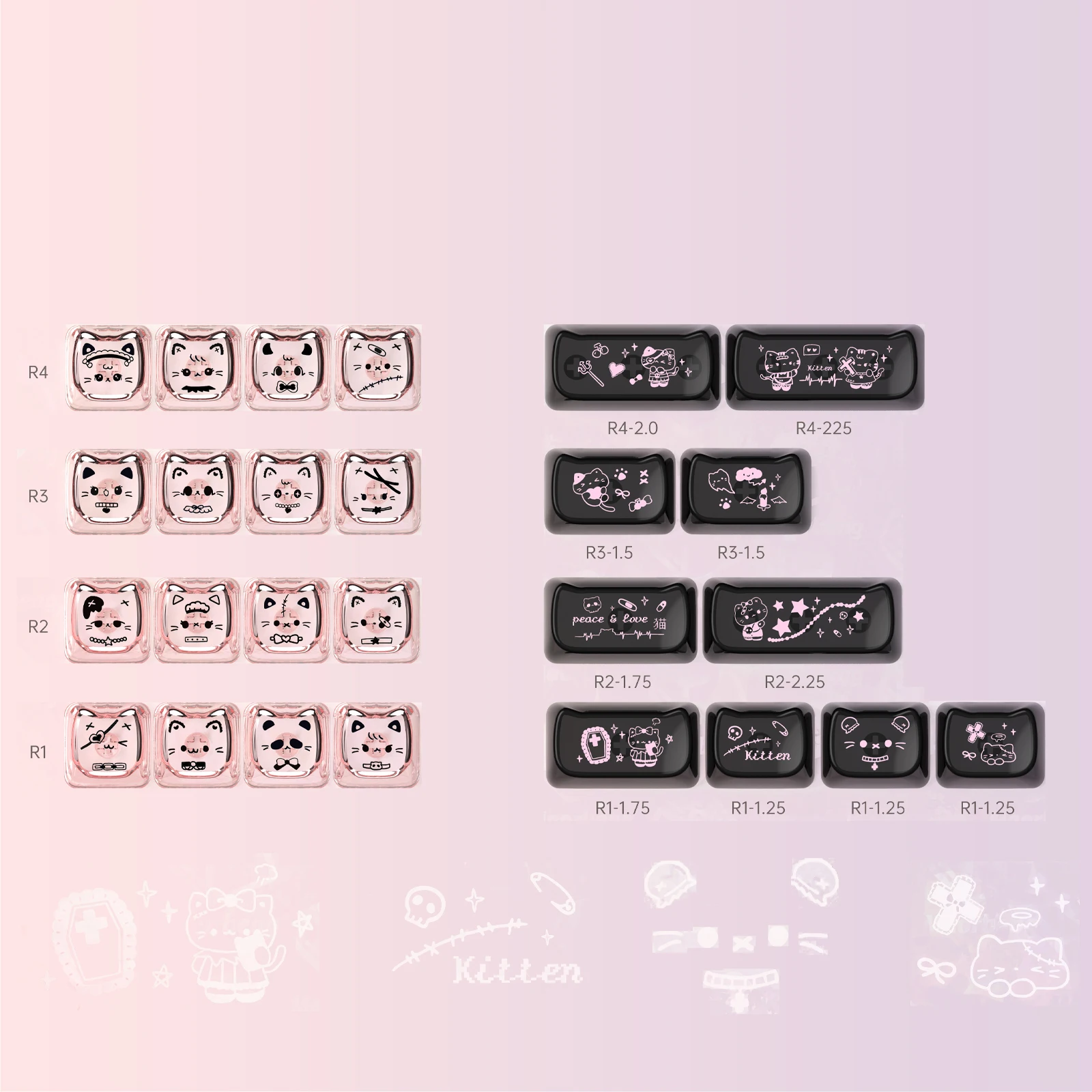 

26-клавишные черно-розовые колпачки для клавиш Yabi, прозрачные материалы для ПК, сублимированный красящий профиль MAO для механической клавиатуры