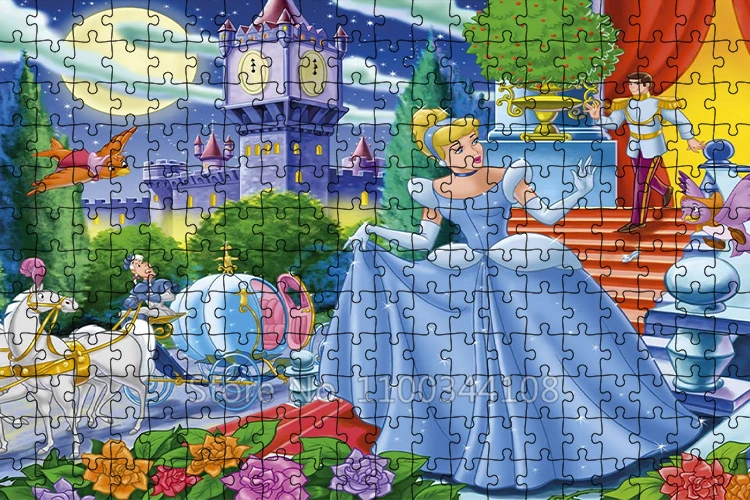 Cinderella Disney Princess Puzzle Cartoon Movie 300/500/1000 Pieces Jigsaw Puzzles Girls Handmade Toys Collectibles Home Decor