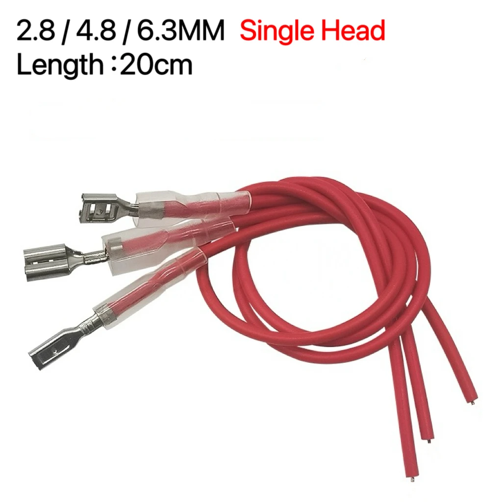 10pcs 2.8mm/4.8mm/6.3mm 2.8/4.8/6.3 Female Spade Crimp Terminal Connector with Wire Red Black for Rocker Switch 20CM