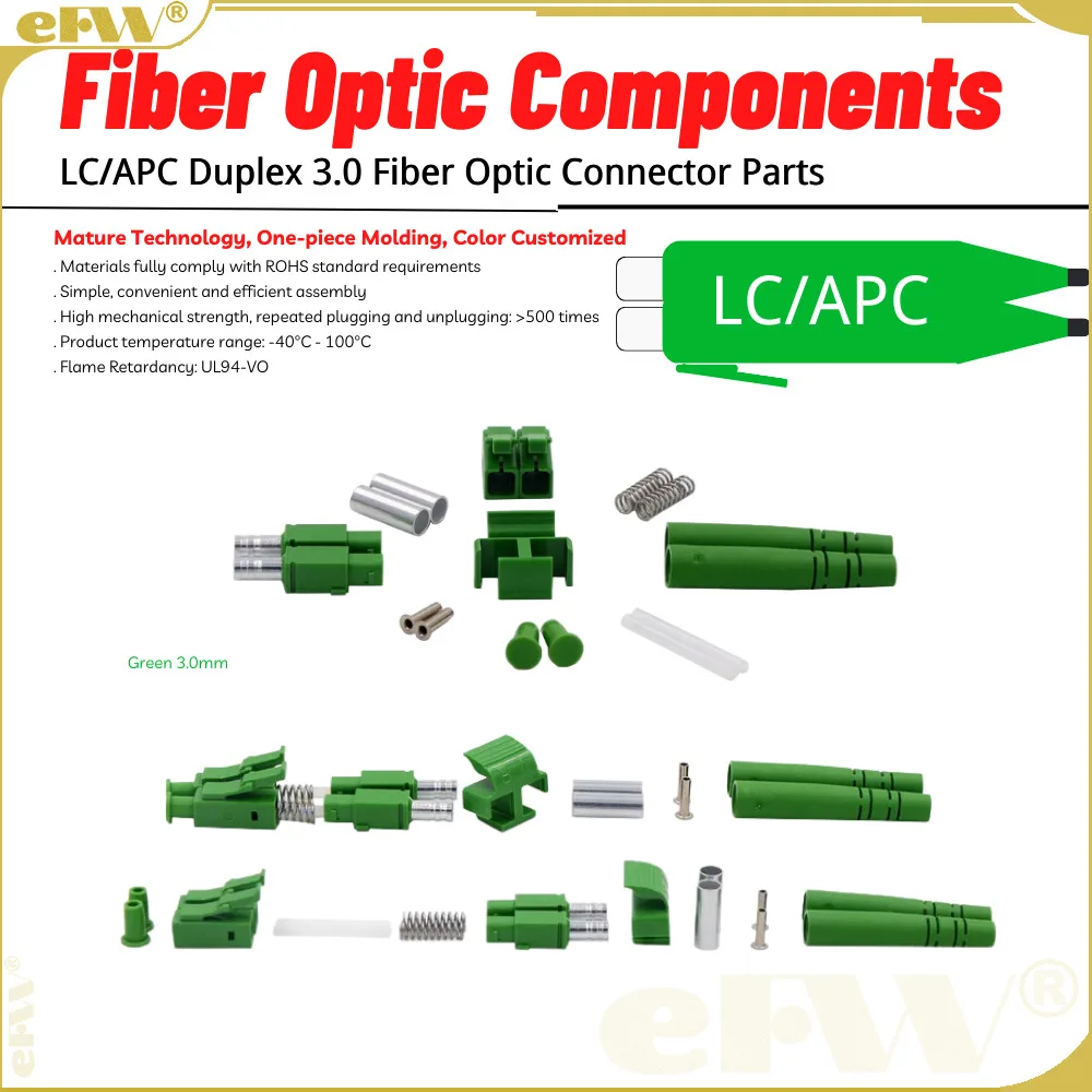 200pcs/Lot sale Lc/pc Duplex Single Mode Apc Green Lc3.0 Jumper Loose Fiber Connector