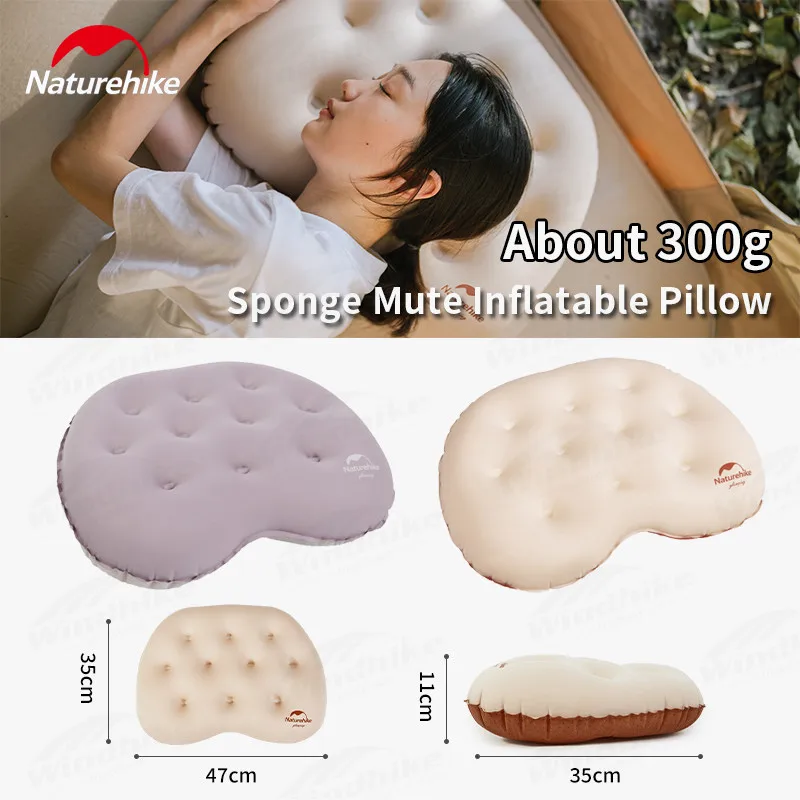 Naturehike Camping Inflatable Pillow Ultralight 300g 11cm Thickening Soft TPU Sponge Pillow Travel Rest Sleep Backrest Cushion